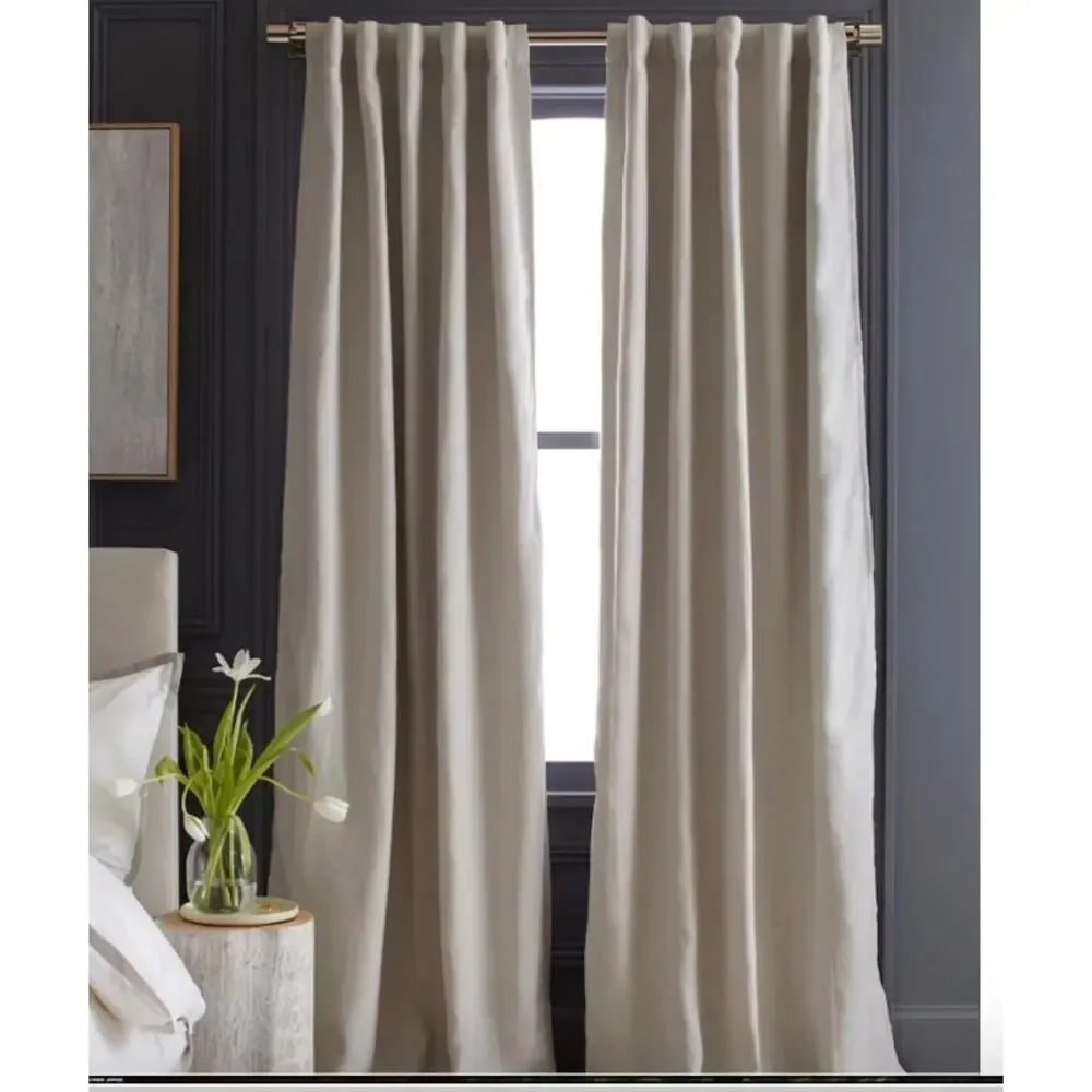 Quince European Linen Luxury Room Darkening Curtain 48X96 Ivory NWOT#5
